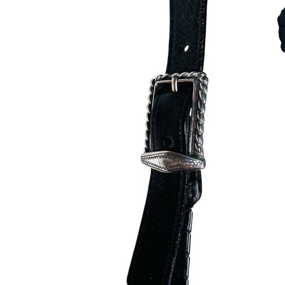 Brighton Collection 90s Turn Lock Shoulder Crossbody Handbag Leather Black - Picture 3 of 9